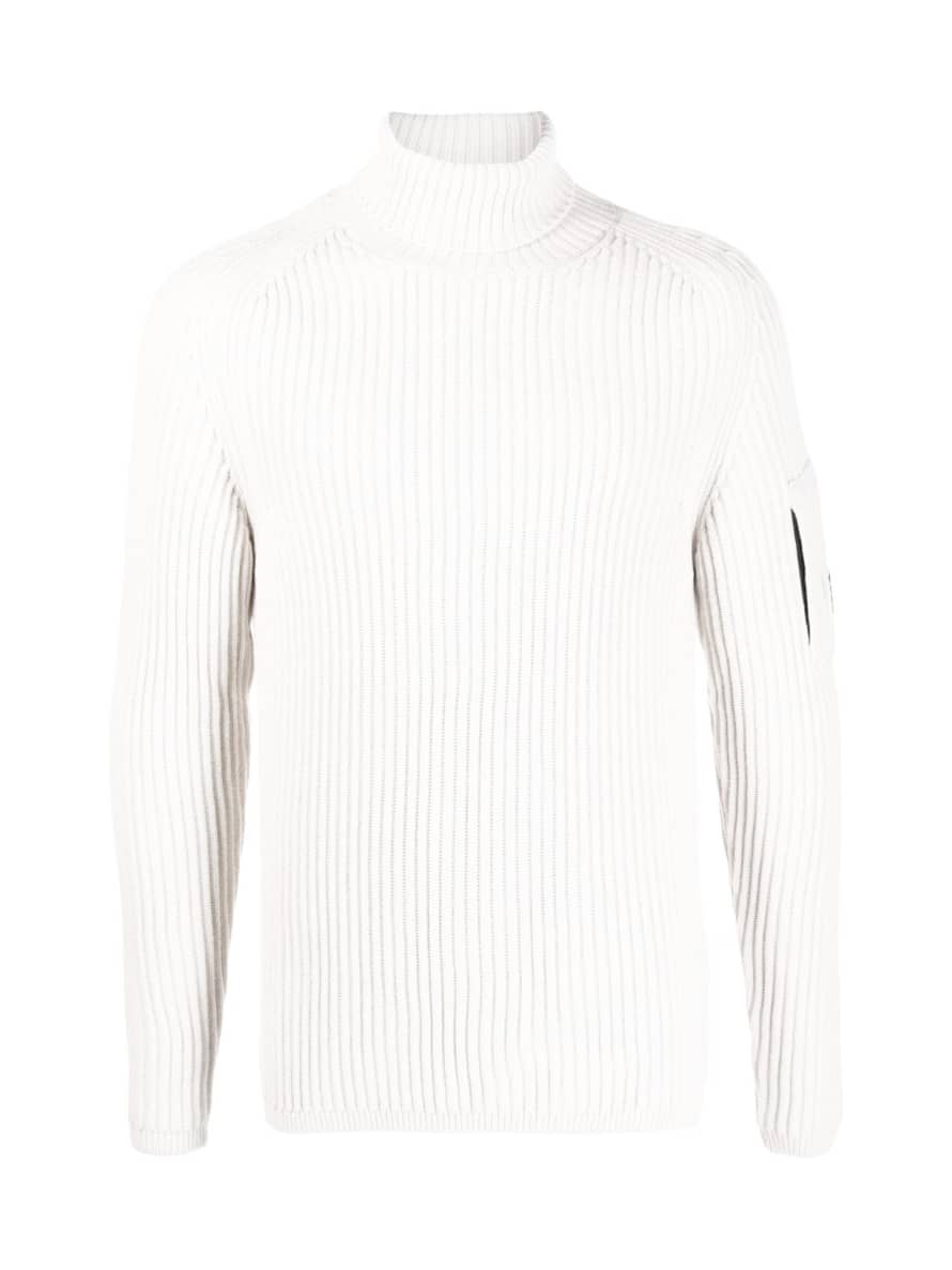 C.P. Company Gauze White Lens Logo Turtleneck Sweater