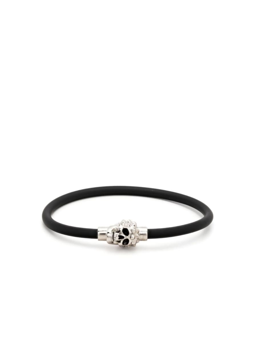 Alexander McQueen  Black Skull Charm Cord Bracelet