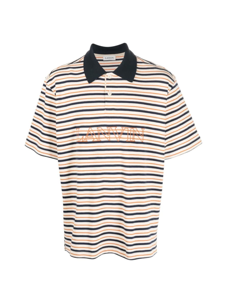 Lanvin Logo Embroidered Striped Polo Shirt