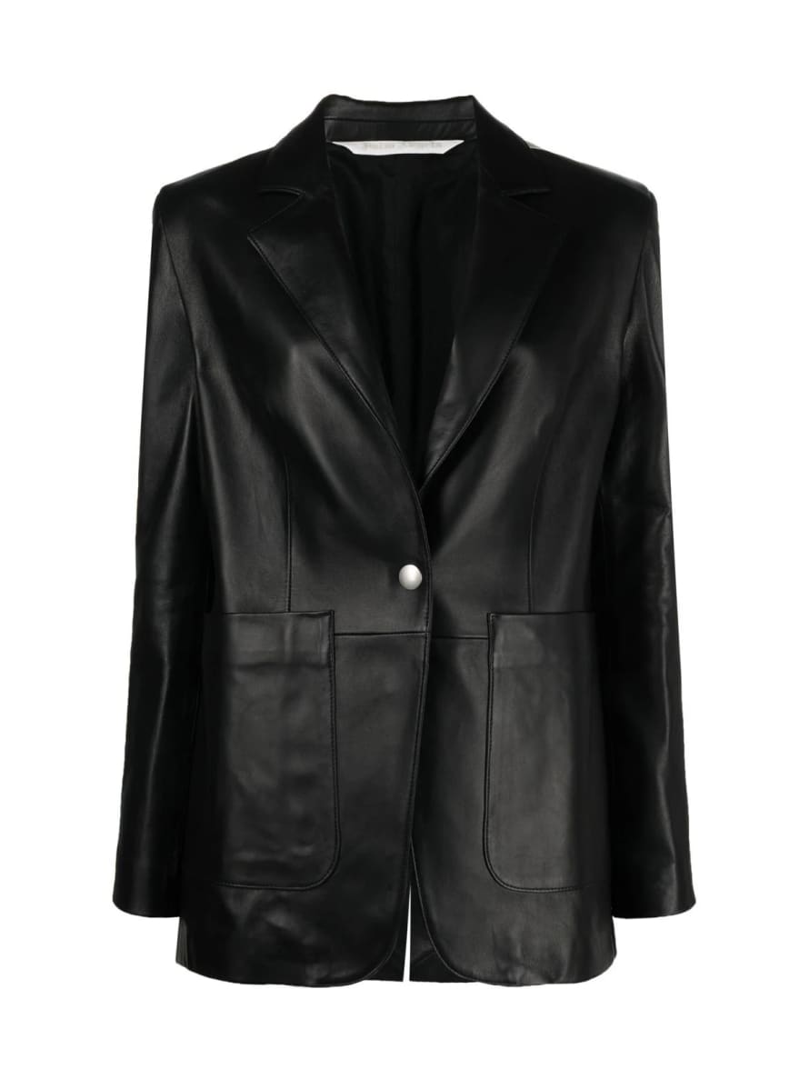 Palm Angels Black Leather Track Blazer