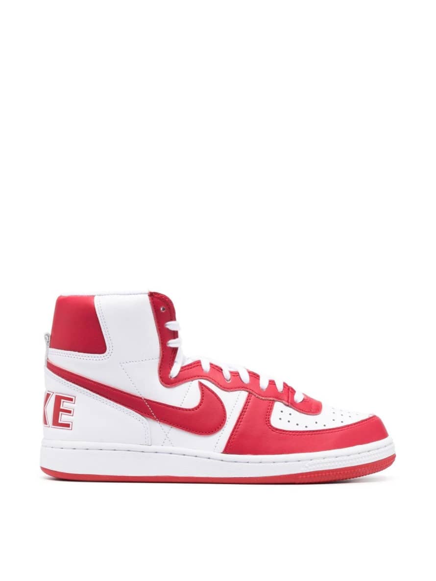 Nike White and University Red Terminator High Sneakers