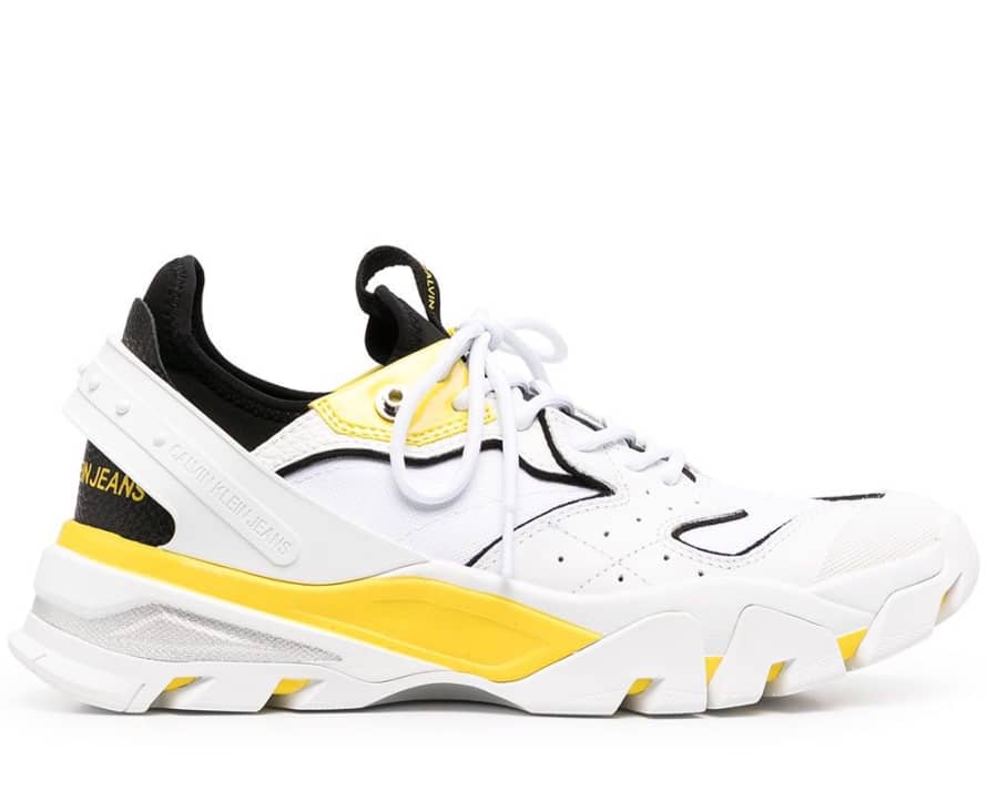 Calvin Klein White and Blazing Yellow Calador Sneakers