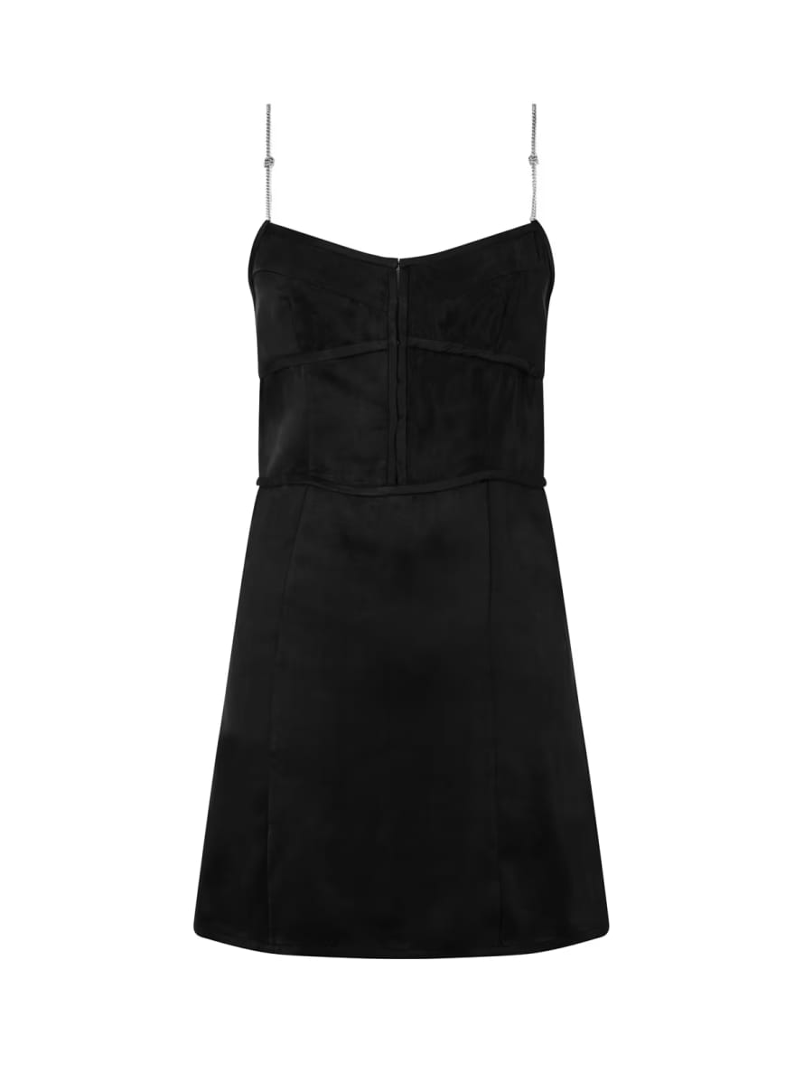 Palm Angels Dark Grey and Silver Metal Straps Slip Dress