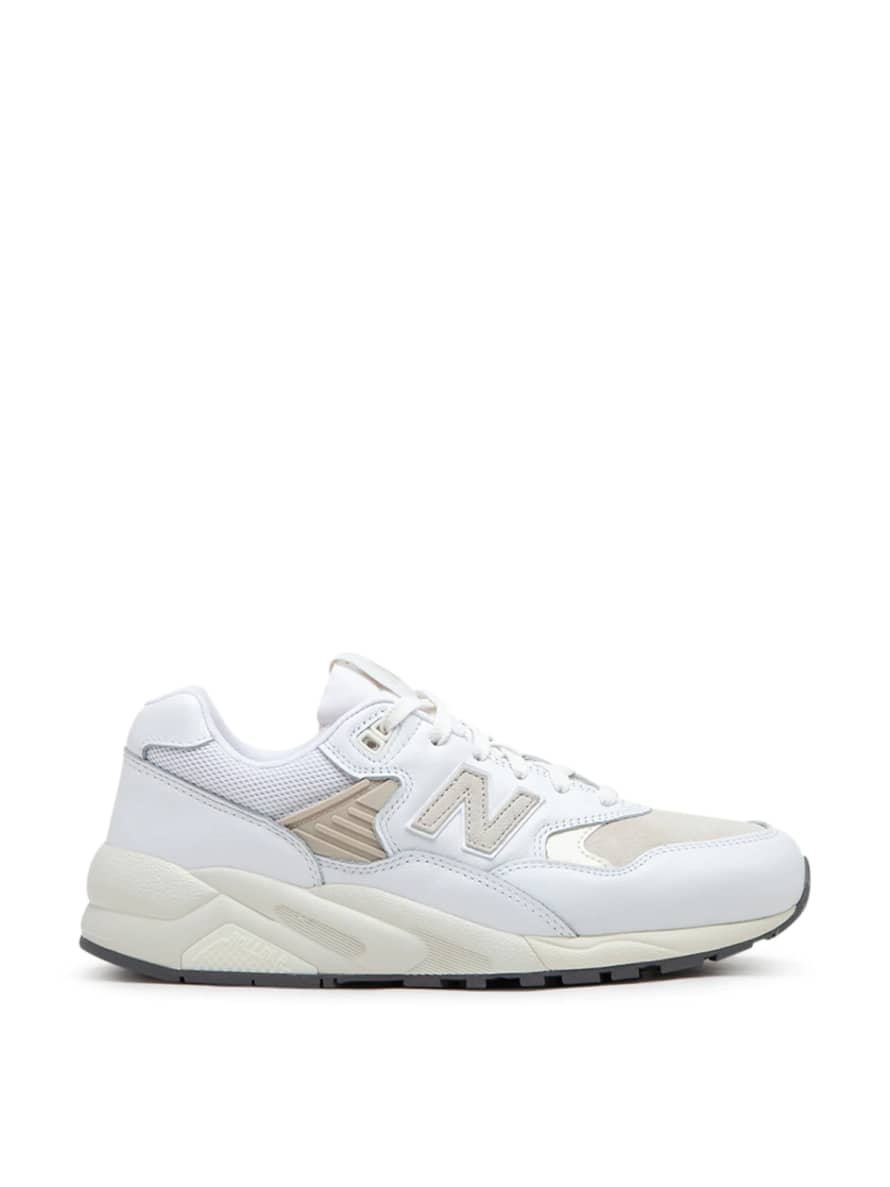 New Balance White and Timberwolf  580 Sneakers