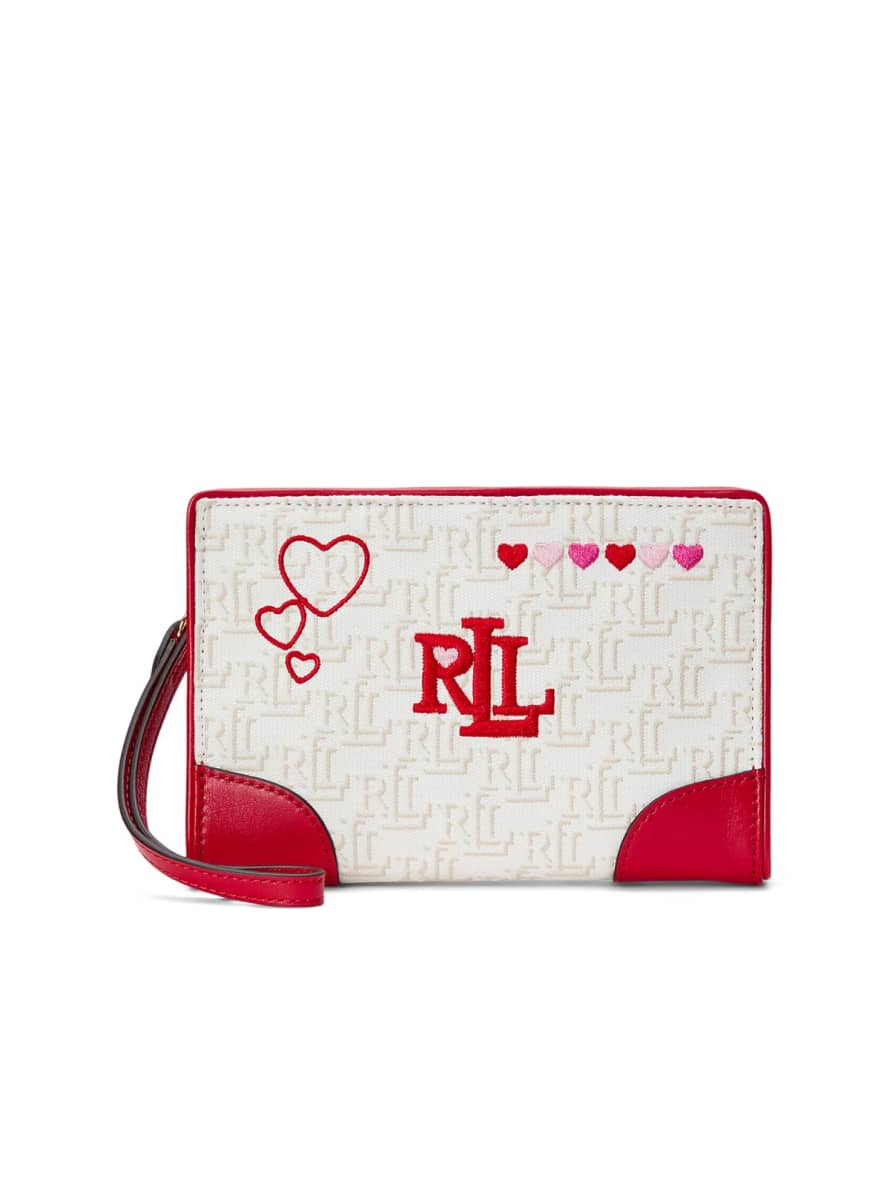 Ralph Lauren Vanilla and Red Catch All Small Pouch Logo Wallet