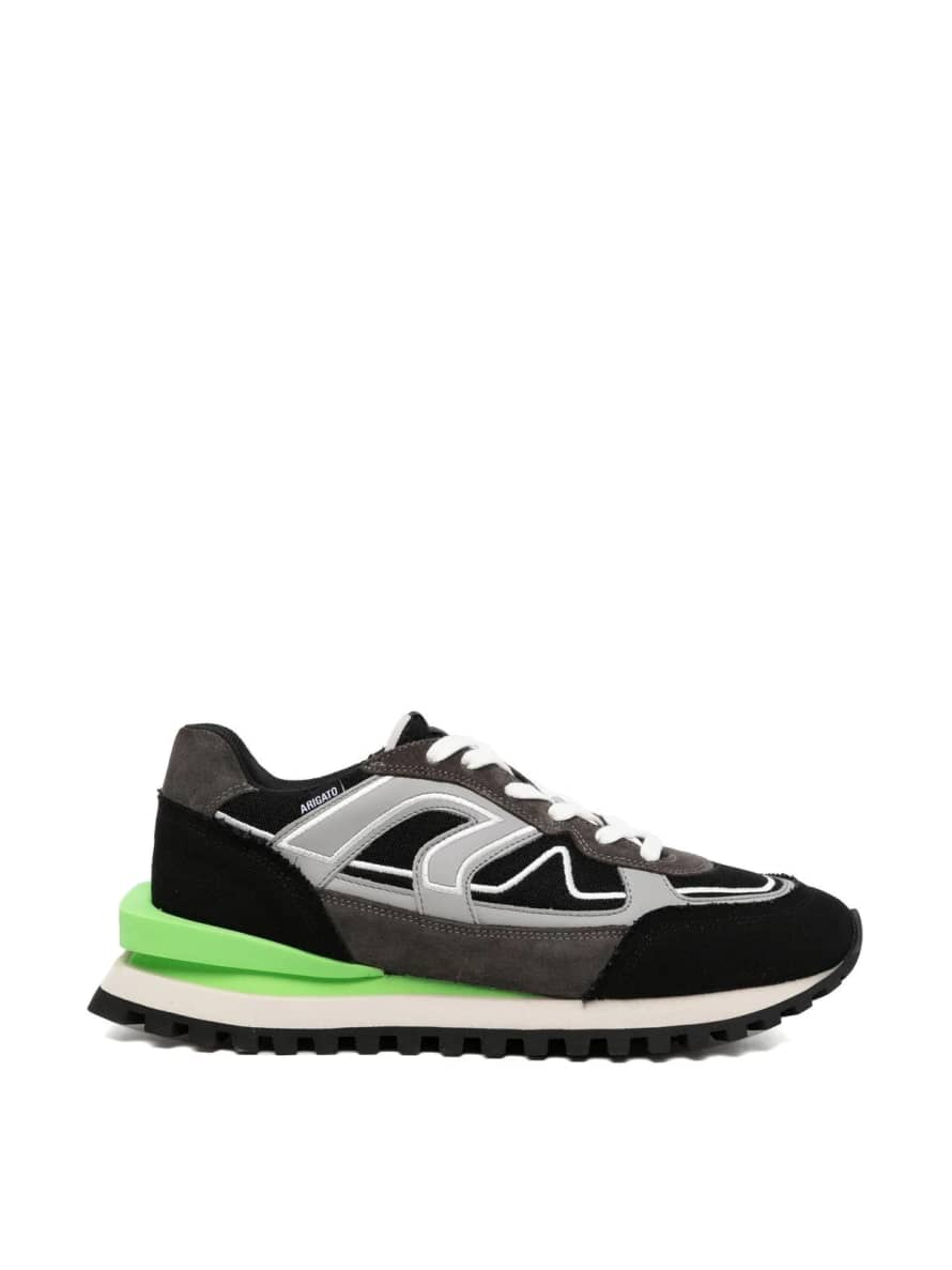 Axel Arigato Grey and Green Sonar Low Top Sneakers