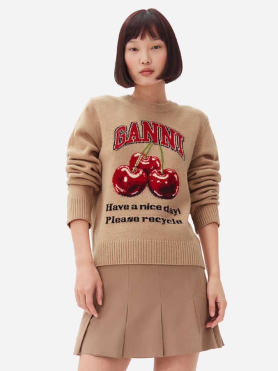 Ganni Graphic Cherry O-neck Pullover