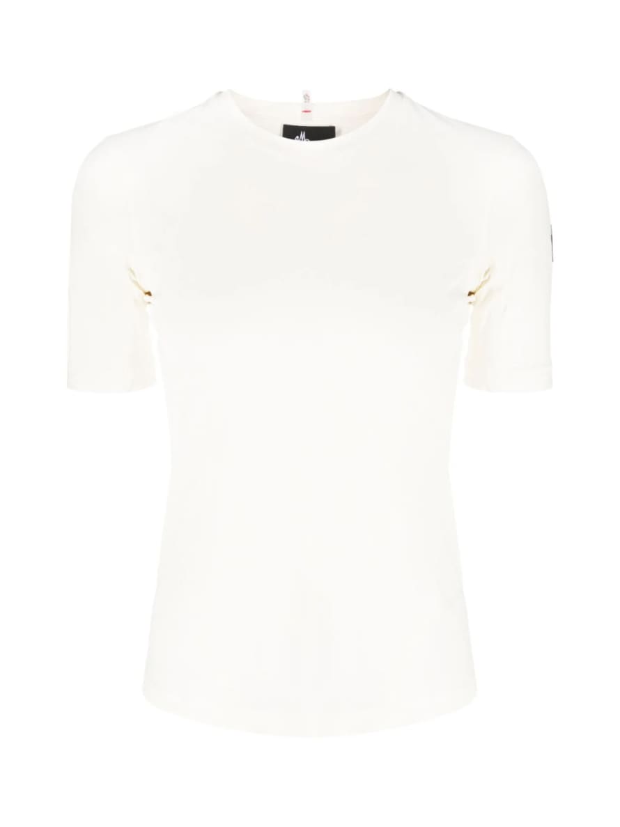 MONCLER White Grenoble Logo Print Stretch Jersey T Shirt