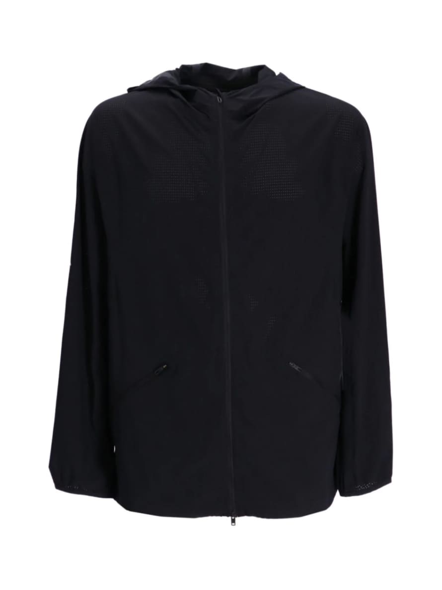 Y-3 Black Running Logo Ripstop Hooded Jacket