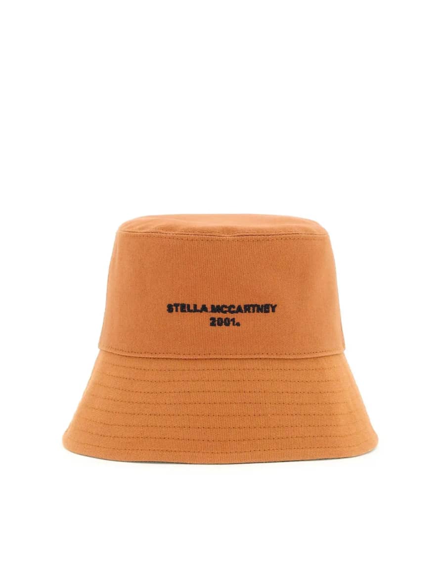 Stella McCartney Cognac Eco Cotton Logo Bucket Hat