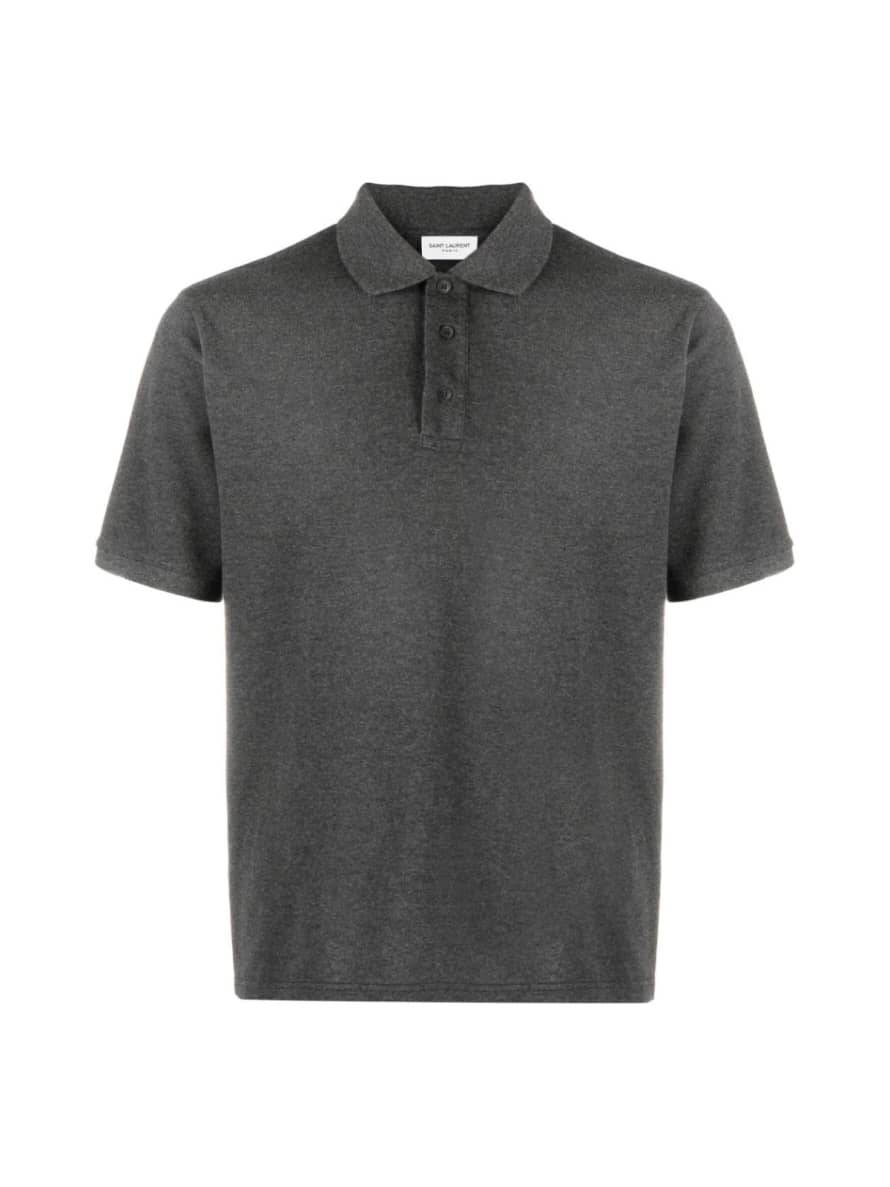 Saint Laurent Dark Grey Cassandre Ysl Logo Polo Shirt