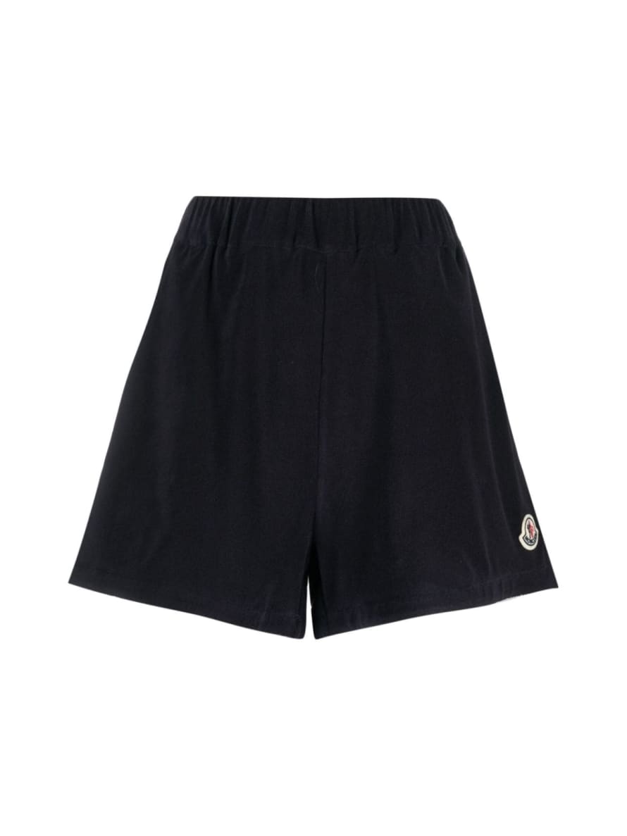 MONCLER Navy Blue Logo Patch Terry Shorts