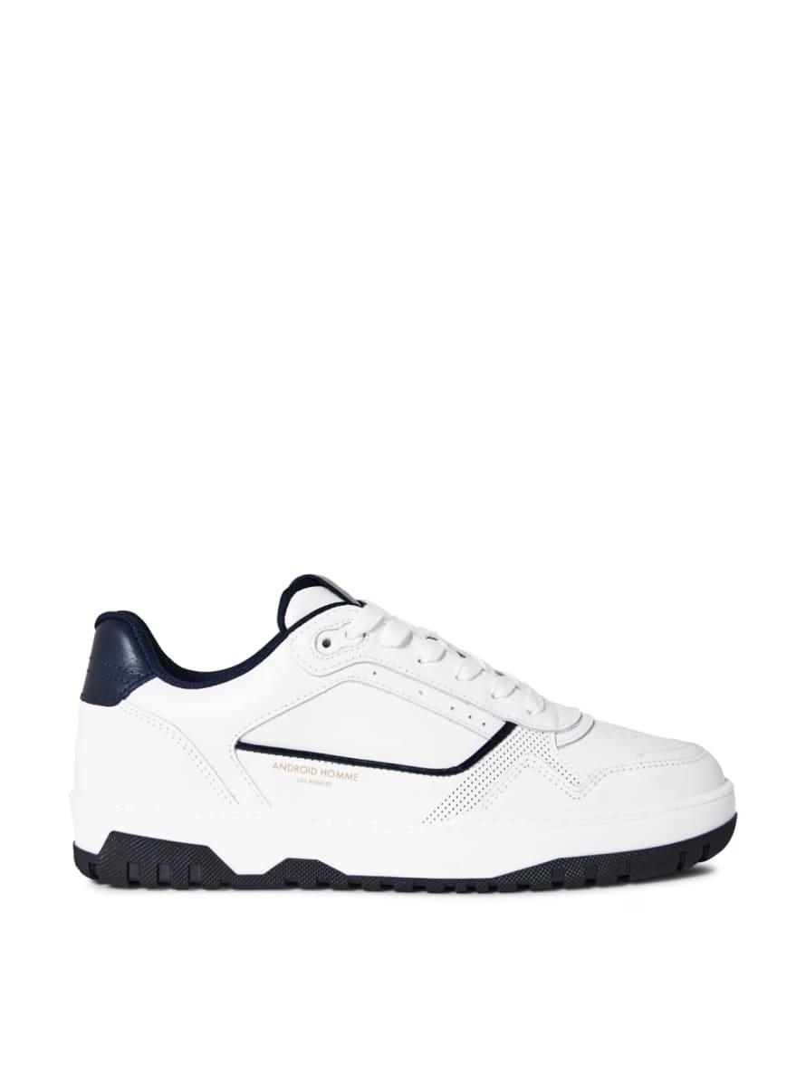 ANDROID HOMME White and Navy Forum Court Sneakers