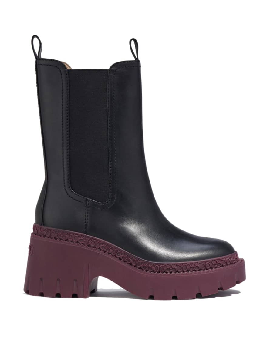 COACH Black Deep Berry Alexa Leather Boots