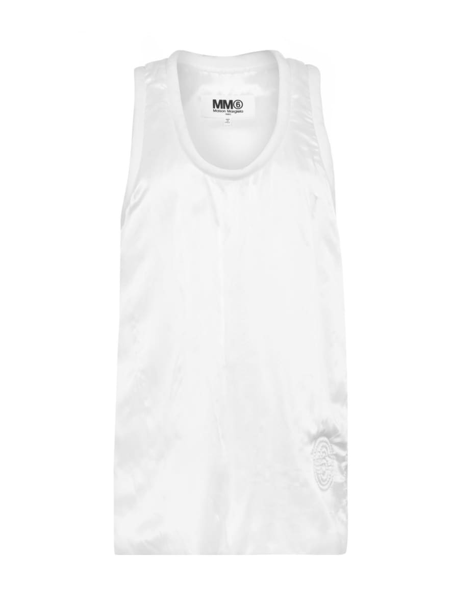 Maison Margiela White MM6 Logo Padded Tank Top