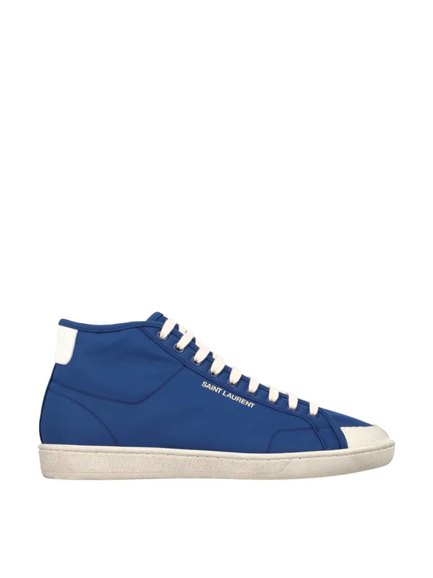 Saint Laurent Blue Sl 39 Court Classic Logo Mid Top Sneakers