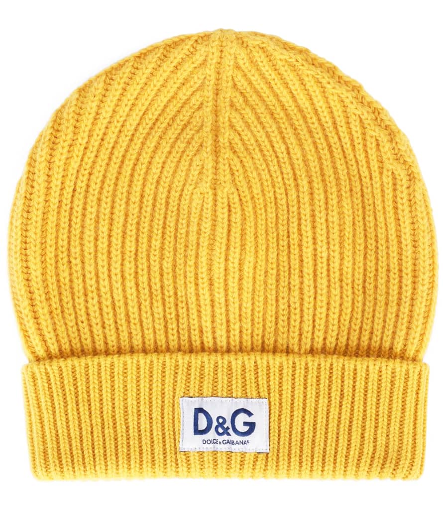 Dolce & Gabbana Logo Patch Ribbed Beanie