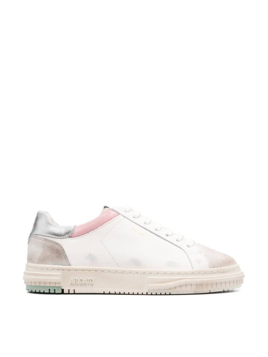 Axel Arigato Silver and Pink Atlas Distressed Low Top Sneakers