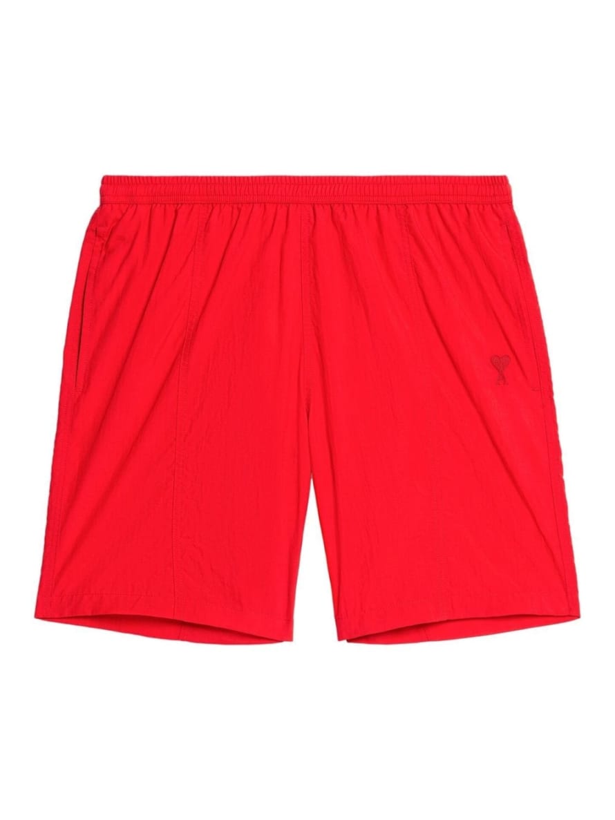 AMI Paris Red De Coeur Logo Swim Shorts