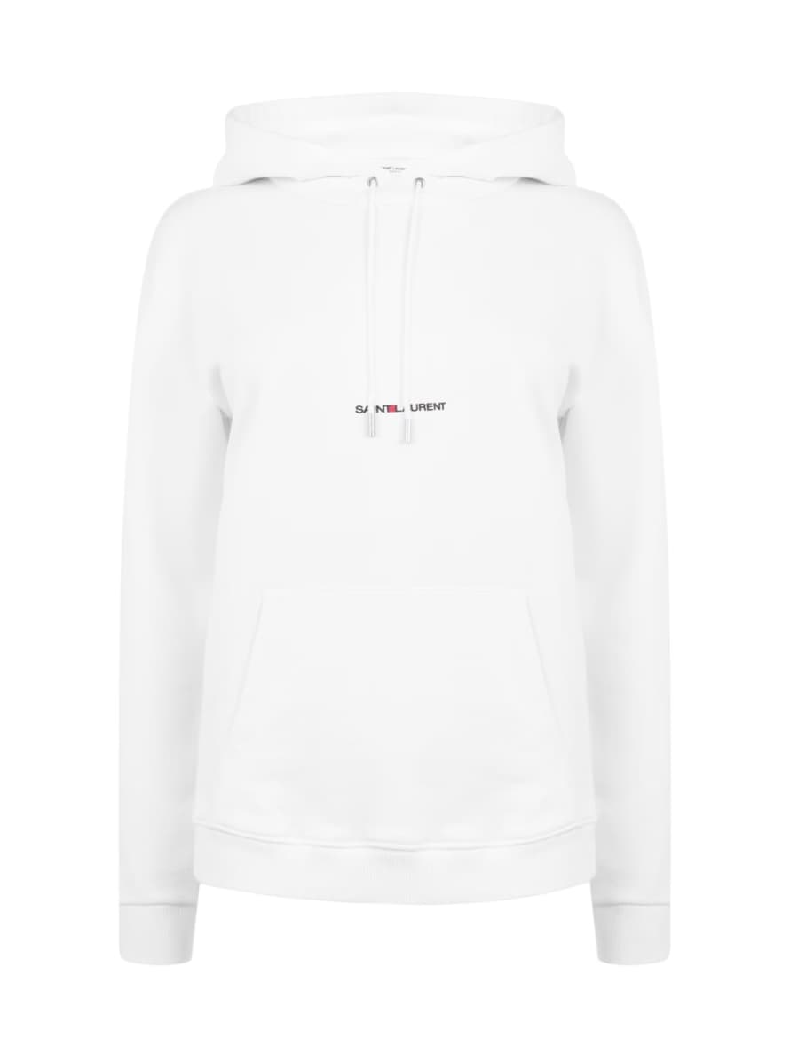 Saint Laurent White Rive Gauche Logo Hoodie