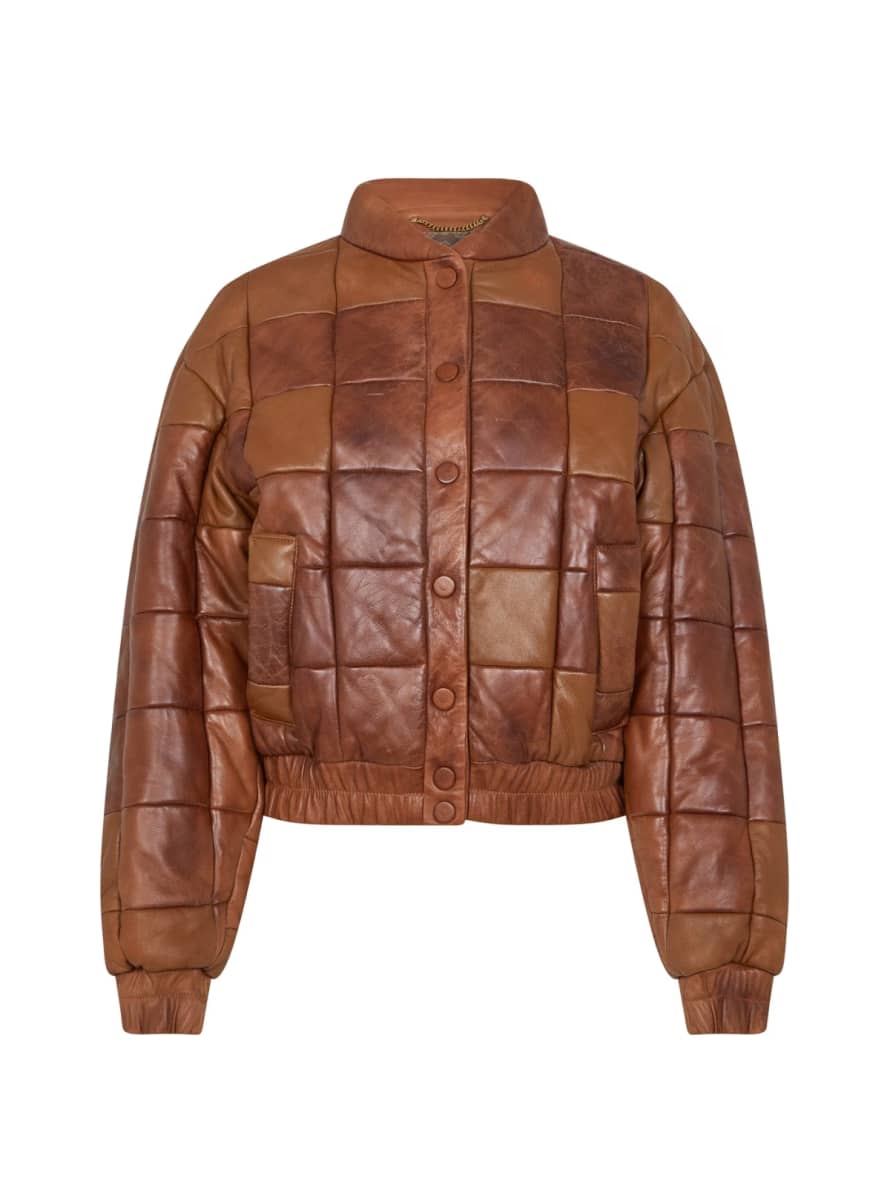 Golden Goose Deluxe Brand Brown Vintage Look Leather Bomber Jacket