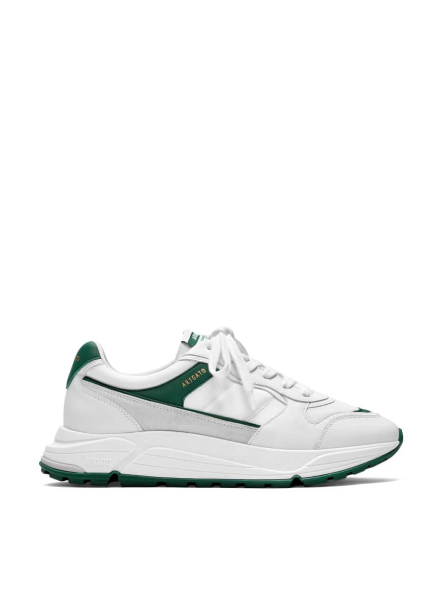 Axel Arigato White and Green Rush Sneakers