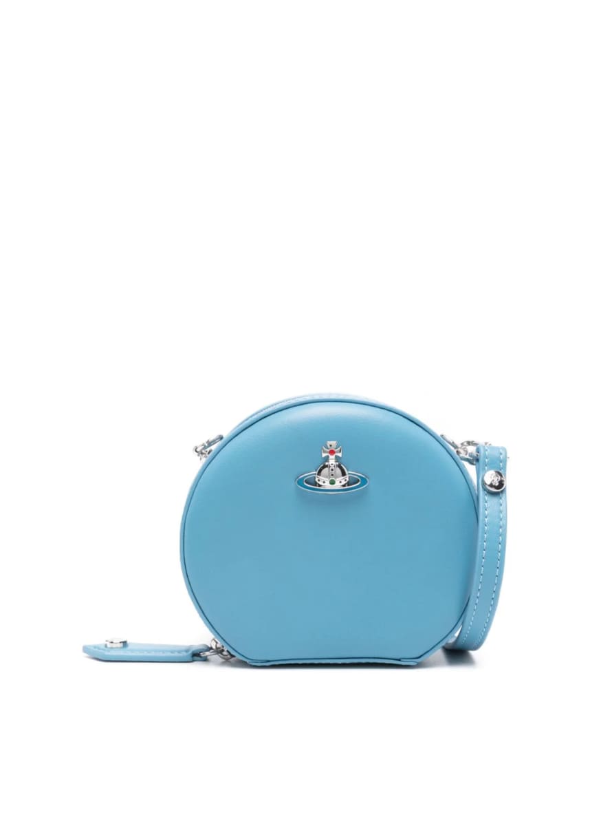 Vivienne Westwood  Blue Logo Nappa Mini Round Crossbody Bag