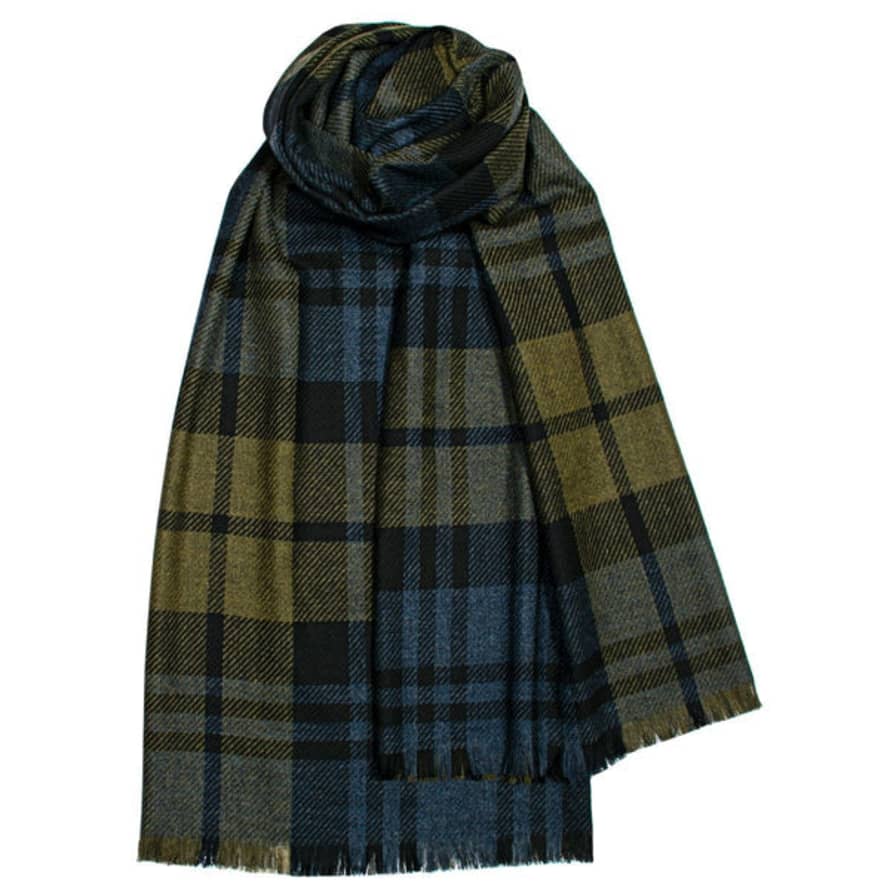 Lochcarron of Scotland Brock Luxury Fine Wool Stole - Black Watch Olive