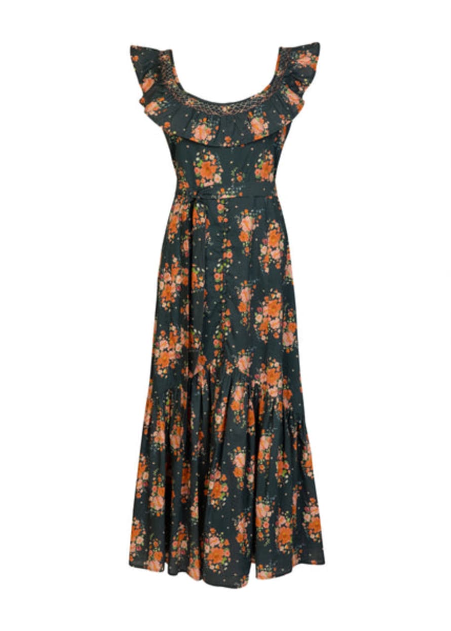 ST. CLAIR Theodora Dress In Indigo Bouquet By