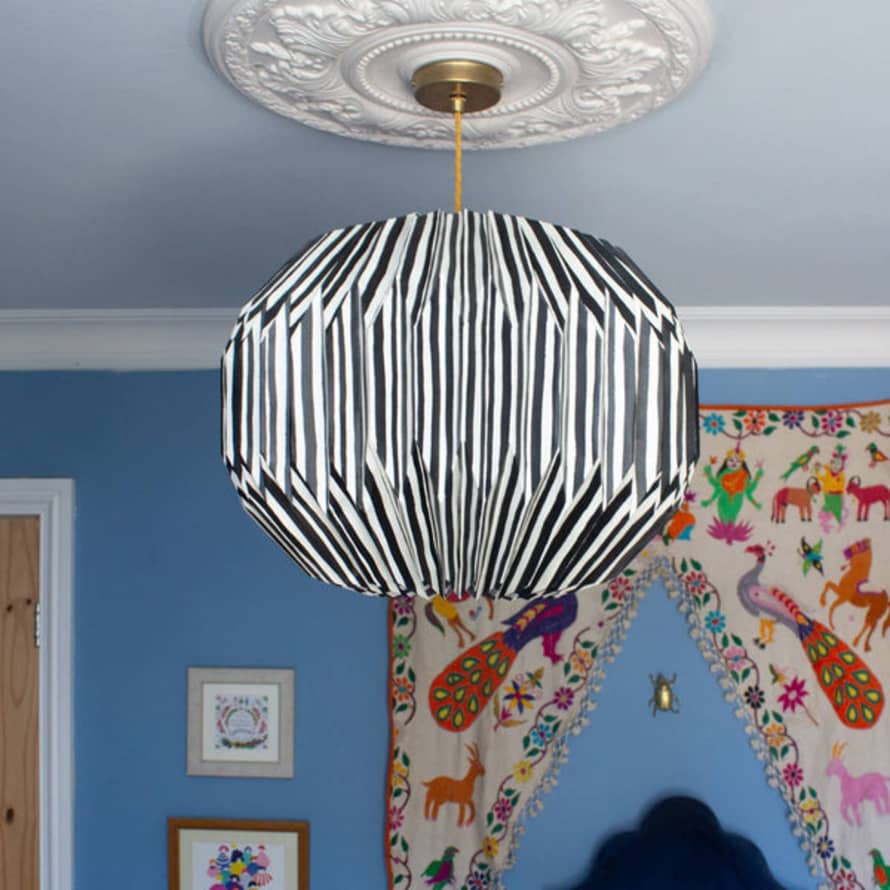 AARVEN Origami Paper Lamp Shade - Black And White Stripe