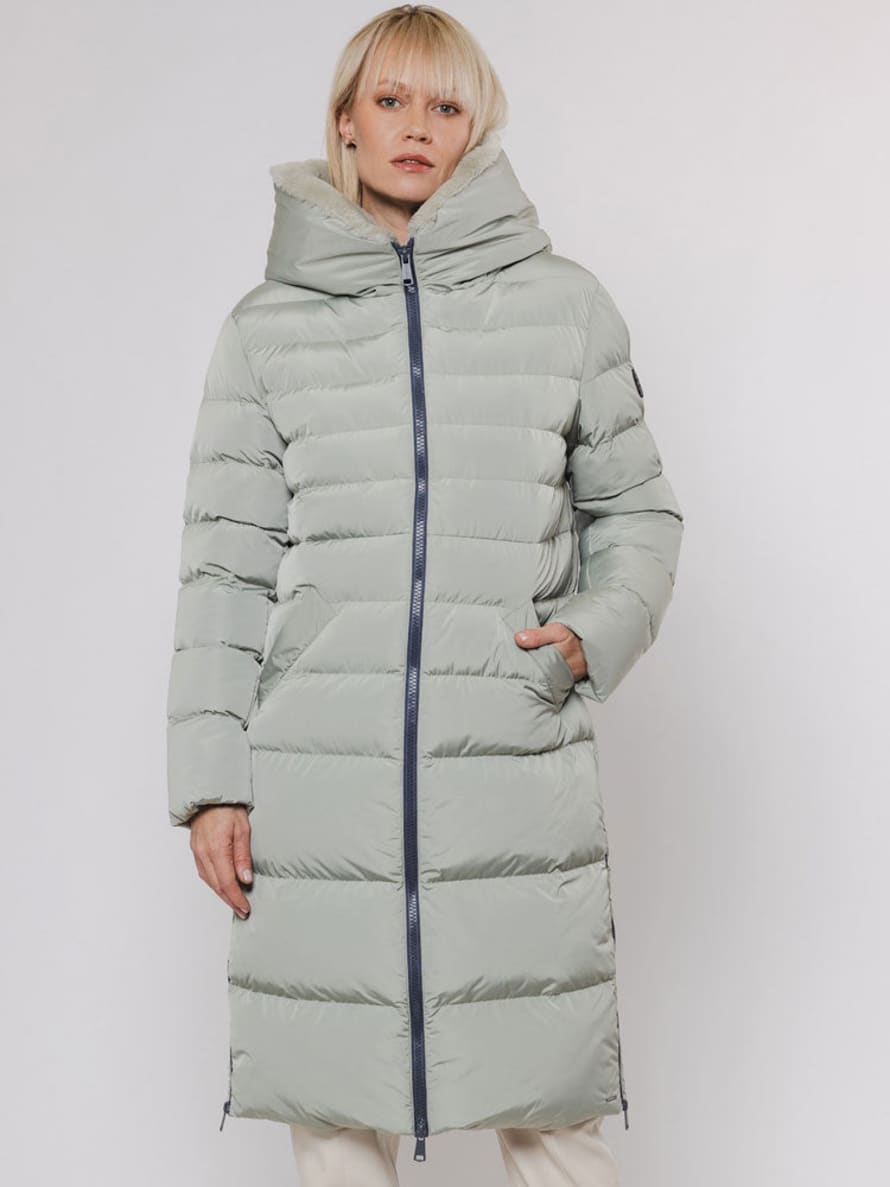 Rino and Pelle Keilafur Long Hooded Coat Artichoke