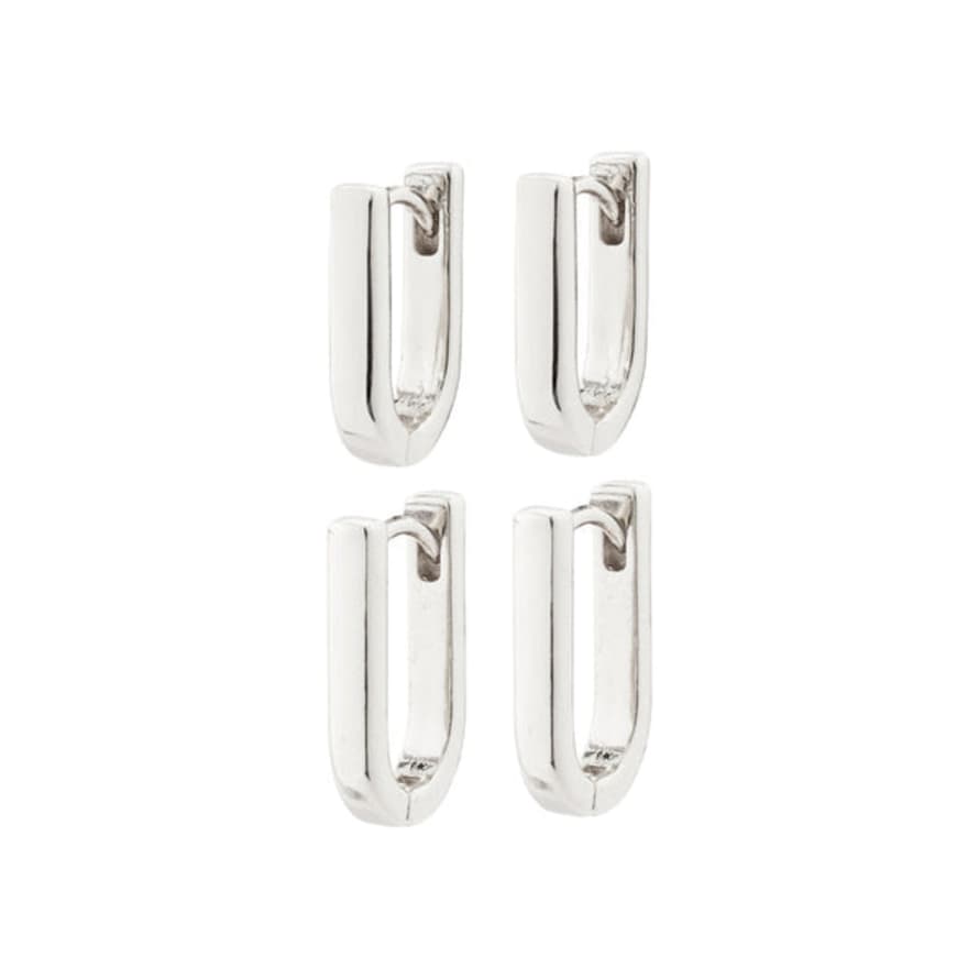 Pilgrim Stay Recycled Earrings 2-in-one Set Silver-plated