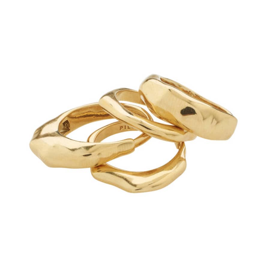 Pilgrim Asher Recycled Rings 4-in-1 Set Gold-plated