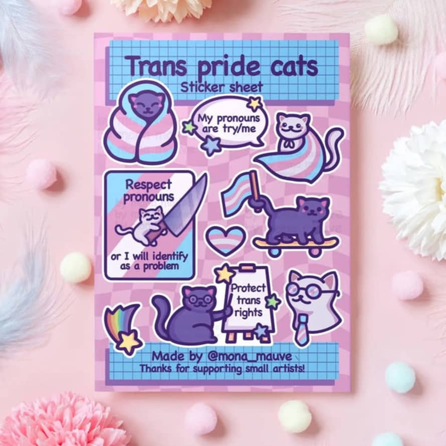 Mona Mauve Trans Pride Cat Sticker Sheet