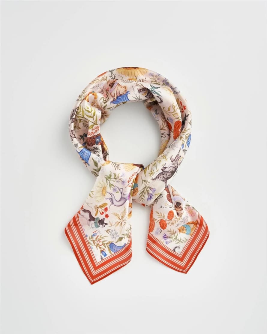 Fable England Catherine Rowe Pet Portraits Square Scarf - Mushroom Cream