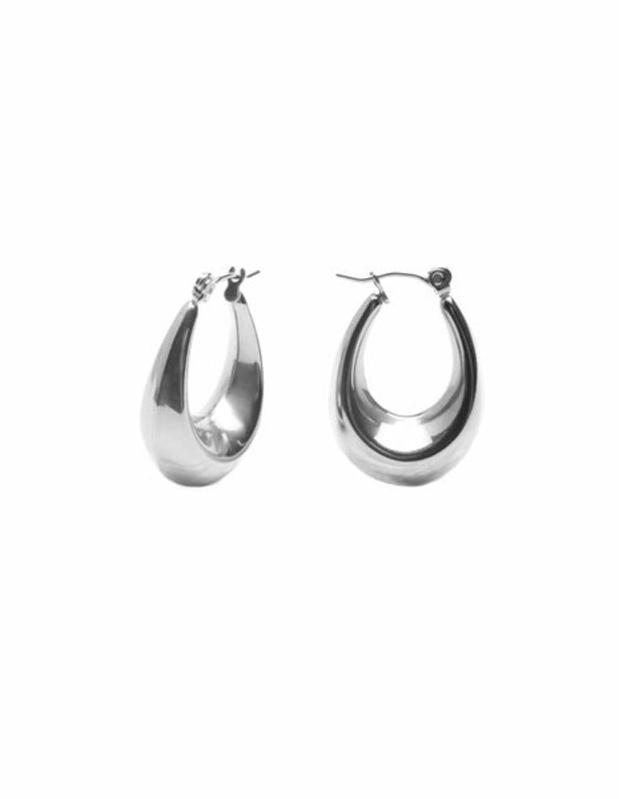 Nordic Muse Silver Bold Crescent Hoop Earrings