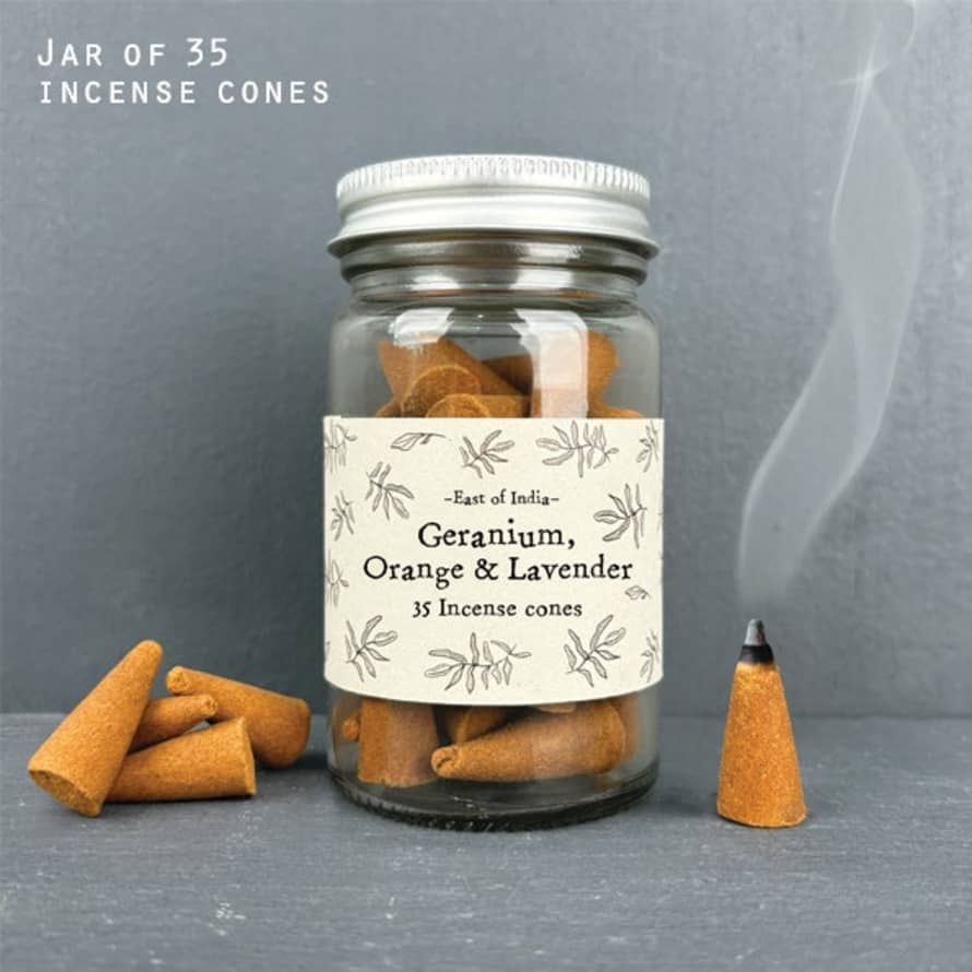 livs Jar Of Incense Cones - Geranium, Orange & Lavender