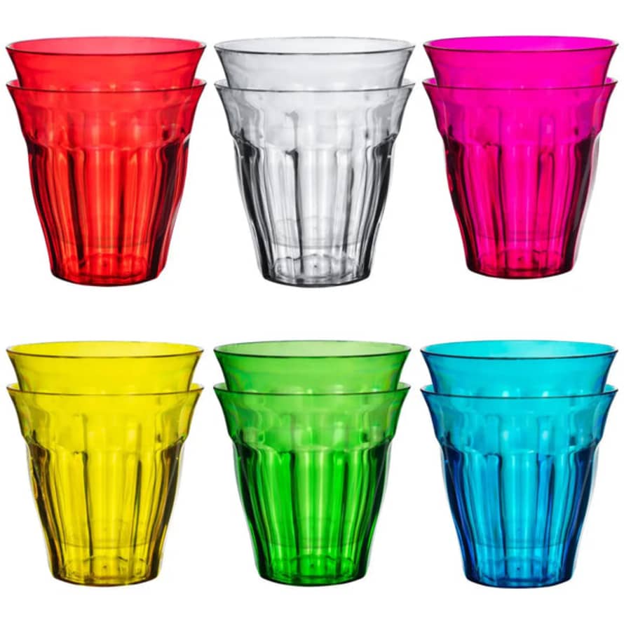 Rinkit Plastic Rainbow Drinking Tumblers - Pack Of 12 Assorted Colours