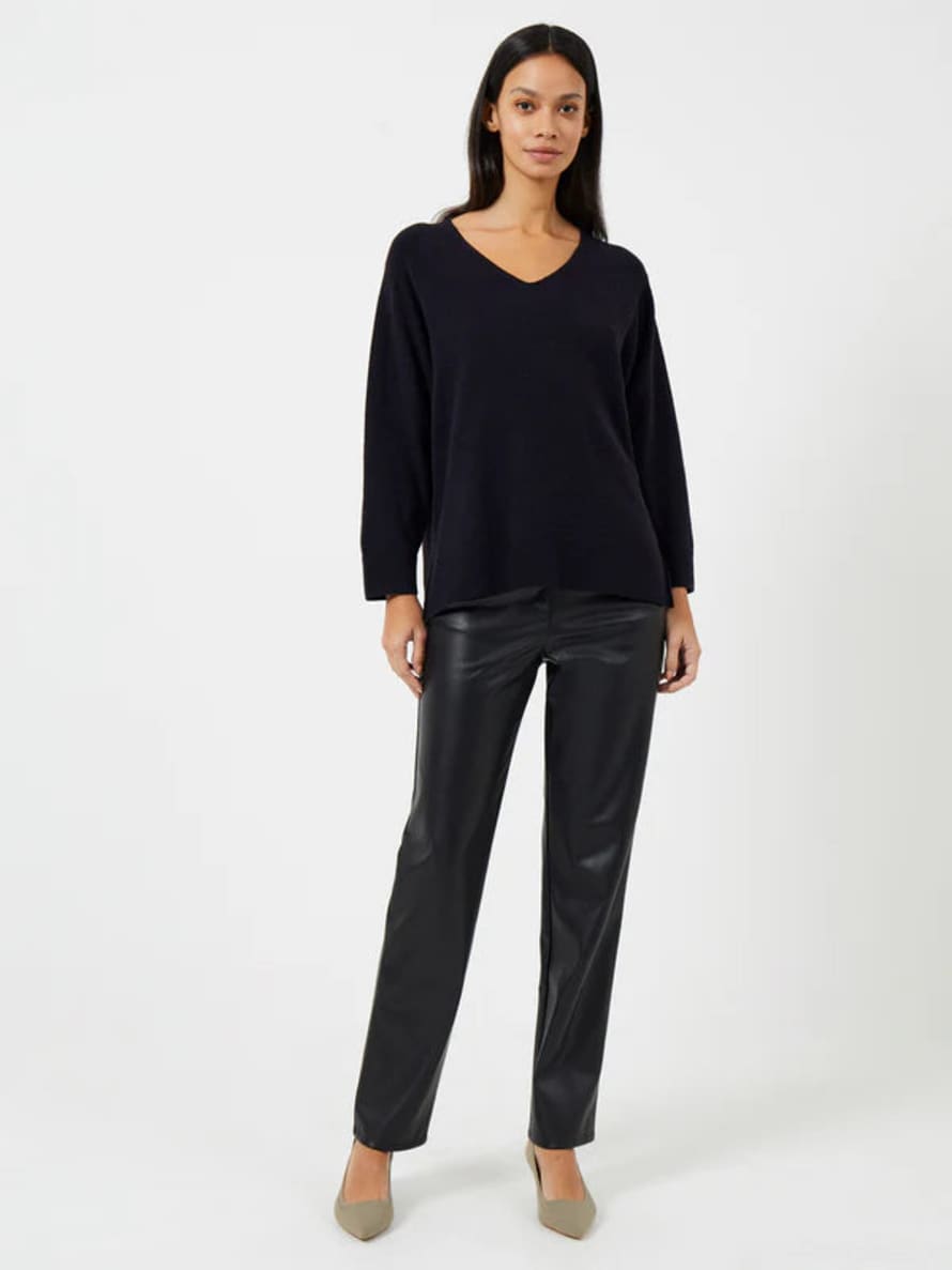 French Connection Ebba Vhari V Neck Jumper-utility Blue-78kzi