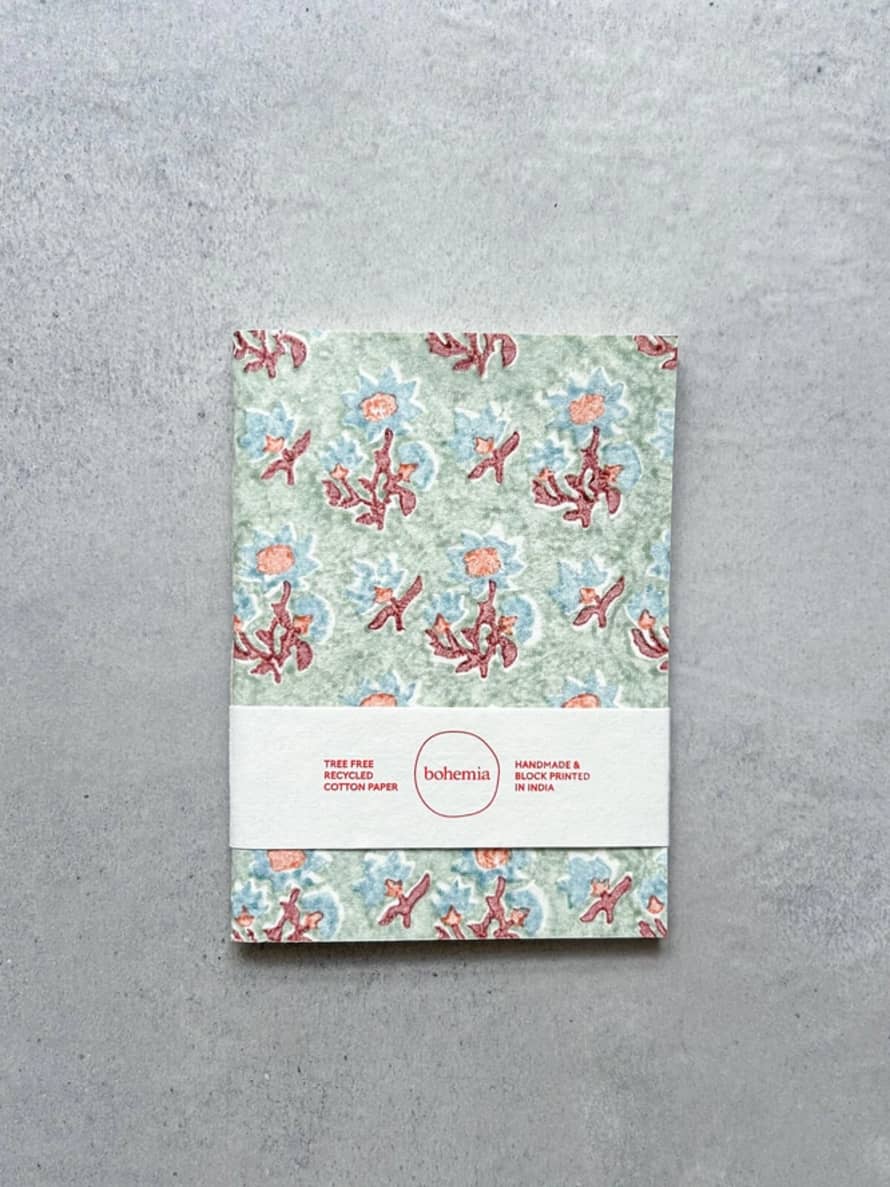 Bohemia Designs Recycled Cotton Posie Notebook - Duck Egg Blue 