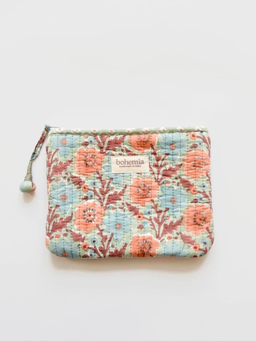 Bohemia Designs Floribunda Cosmetic Zip Pouch - Duck Egg blue