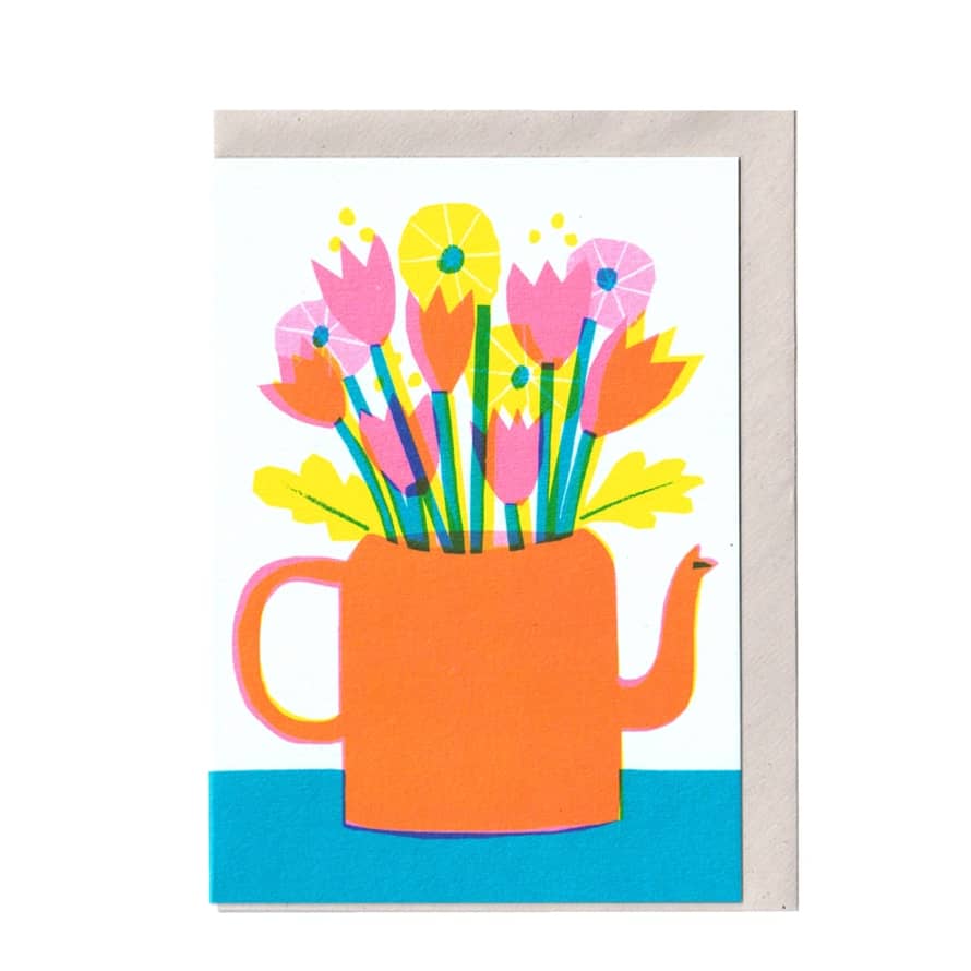 The Printed Peanut Flower Tea Pot Greeting Card