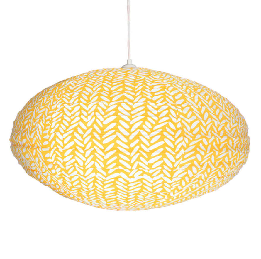 Curiouser and Curiouser Small 60cm Cream & Marigold Rice Cotton Pendant Lampshade