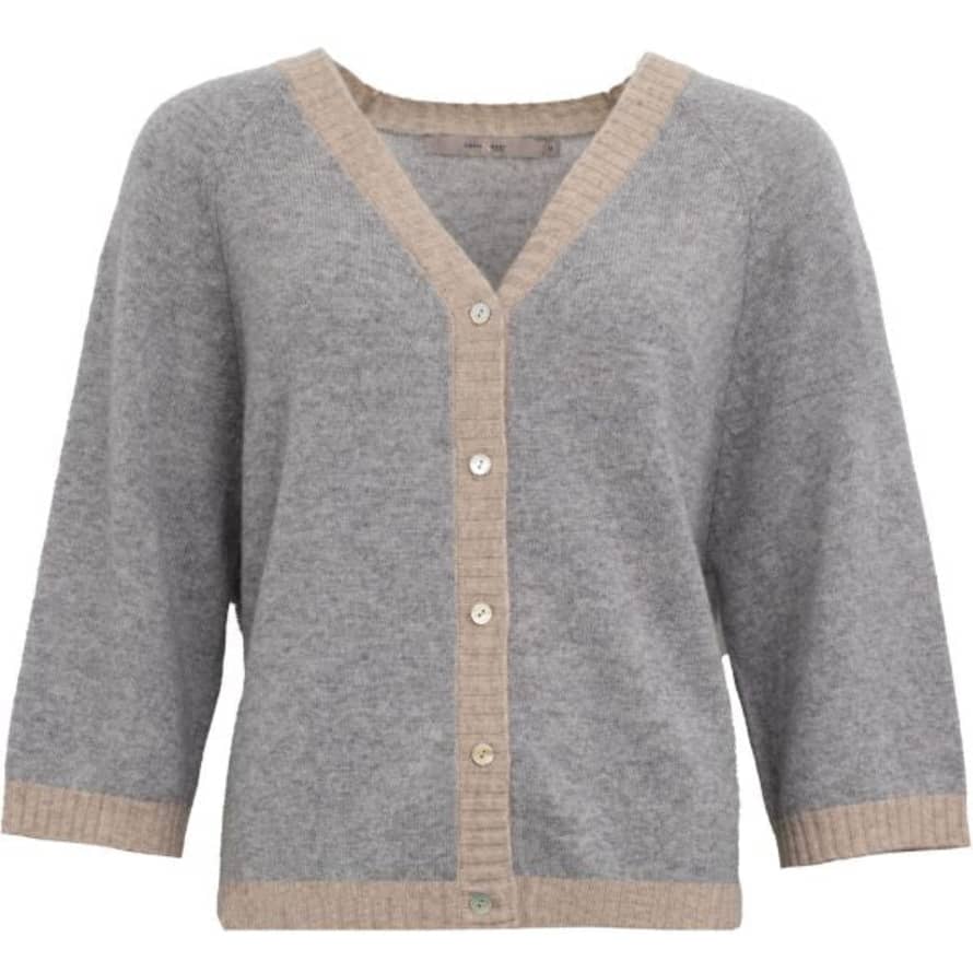 COSTA MANI Kash Mix Cardigan In Grey With Sand Edging