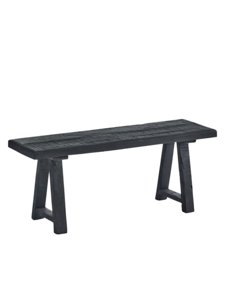 Madam Stoltz Recycled Wooden Bench - Black