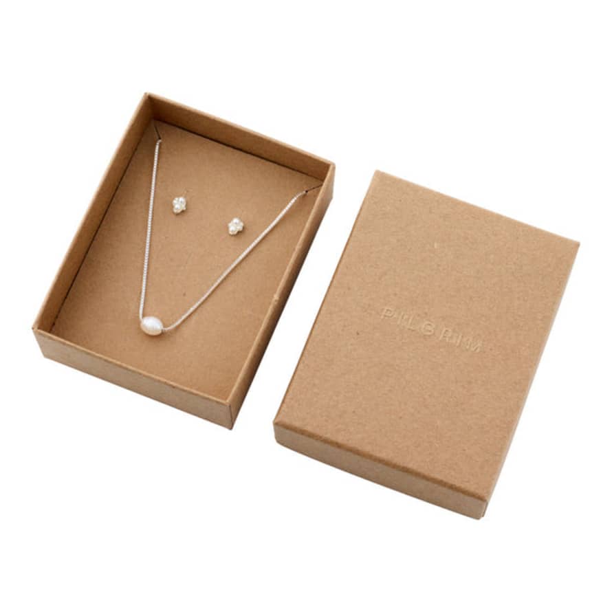 Pilgrim Alayah Gift Set, Necklace & Stud Earrings, Silver-plated