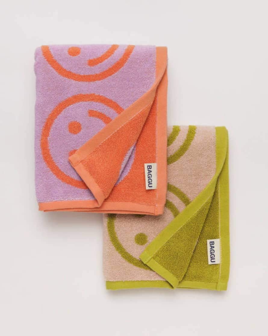 Baggu Hand Towel Set Of 2 - Happy Lilac Ochre