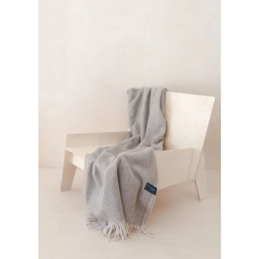 TBCo Recycled Wool Knee Blanket In Natural Herringbone