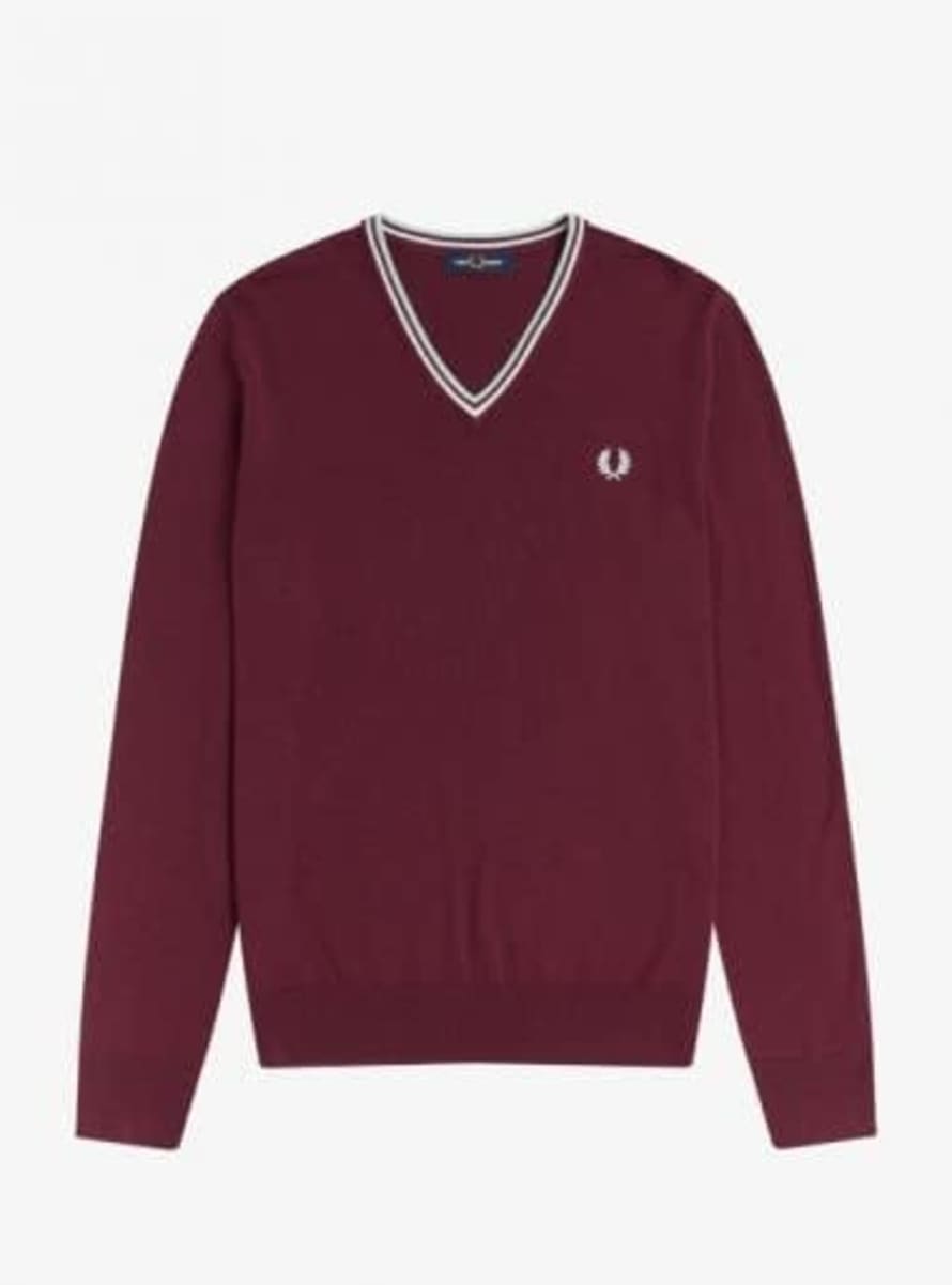 Fred Perry Fred Perry Classic V Neck Jumper Burgundy