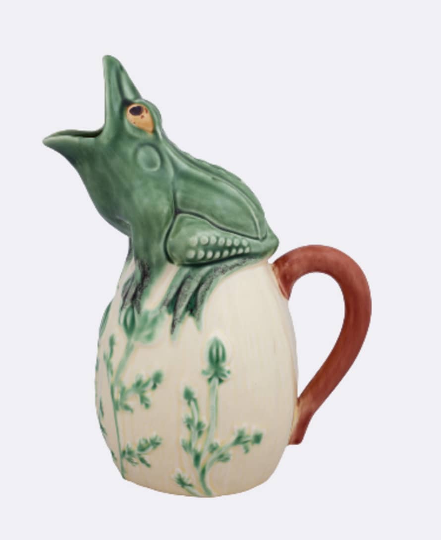 Bordallo Pinheiro Handpainted Ceramic Green Frog Pitcher 1,4L